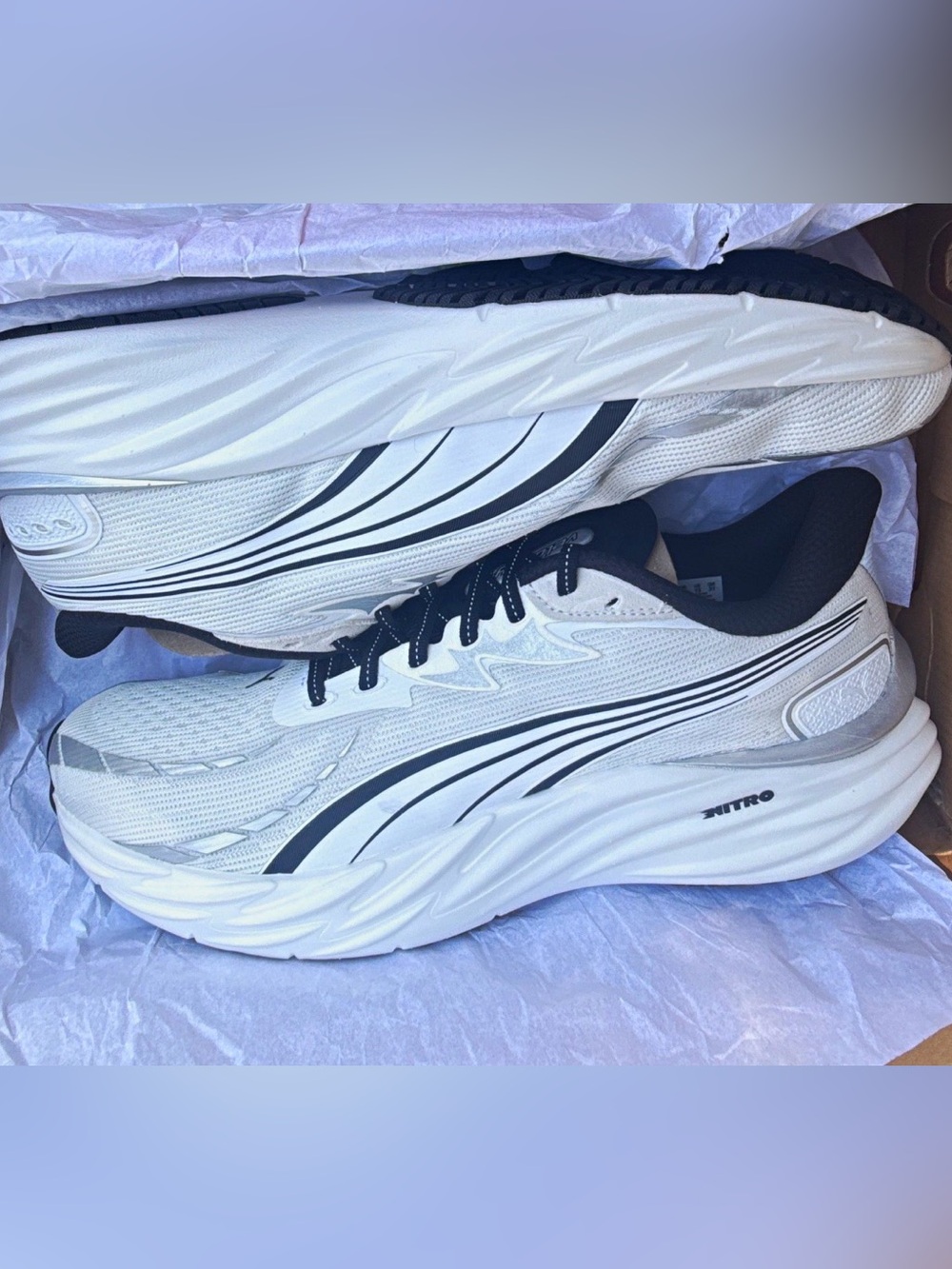 PUMA Velocity Nitro 4 Men’s Running Shoes White/Black Low Top Lace-Up Size 13